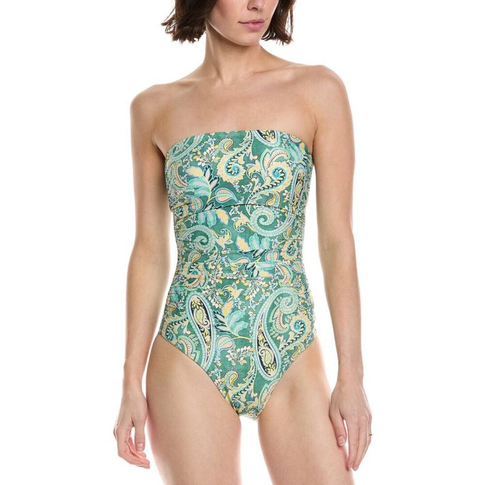 Monte And Lou Womens  Ruched Bandeau One-Piece, Green